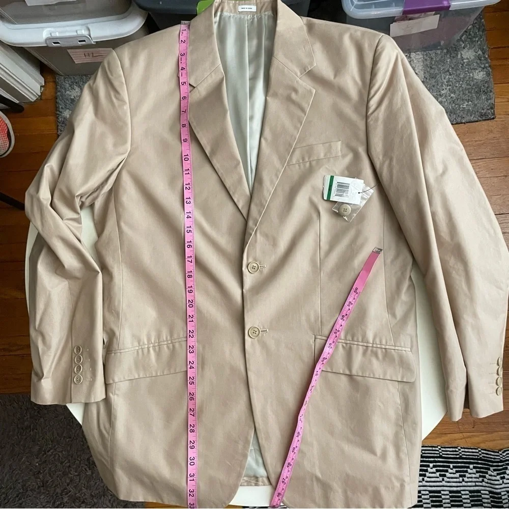 Calvin Klein Men’s Cotton Silk Blend Blazer Jacket Light Khaki Size Large New